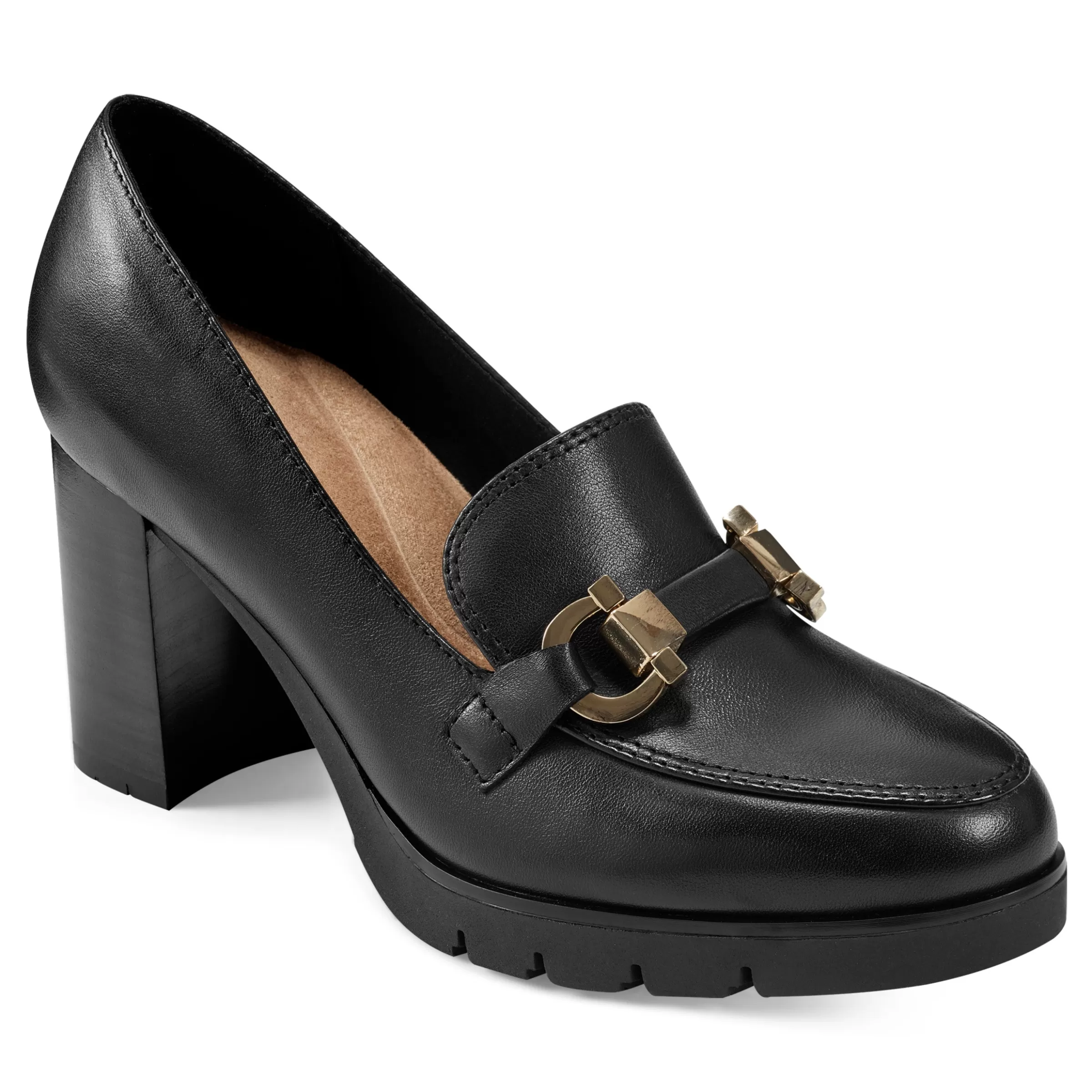 eFlex | eFlex-Easy Spirit Mirror Lug Sole Dress Pumps Black Leather